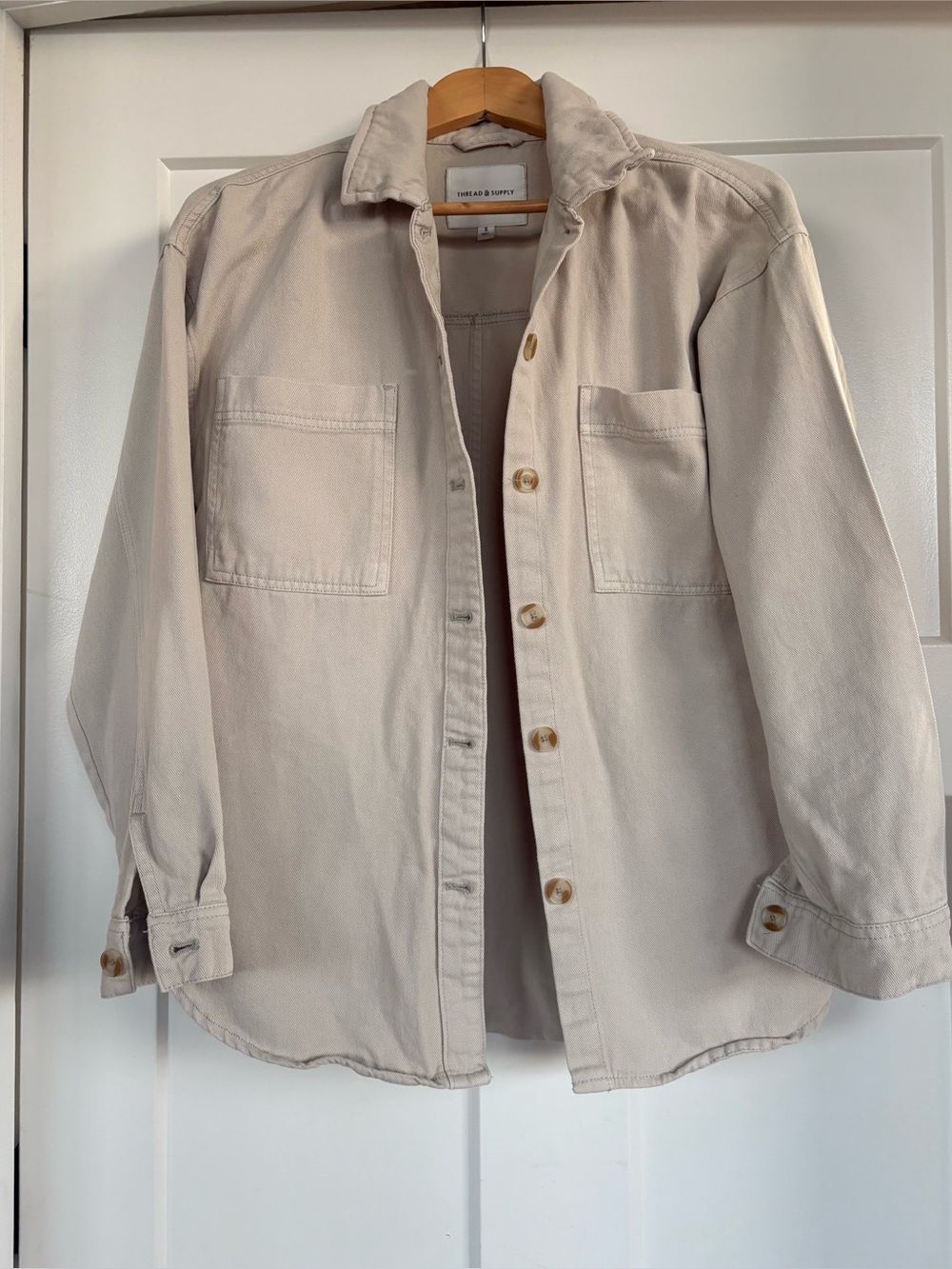 Thread & Supply Women’s Oversized Light Beige Utility Jacket Size Small